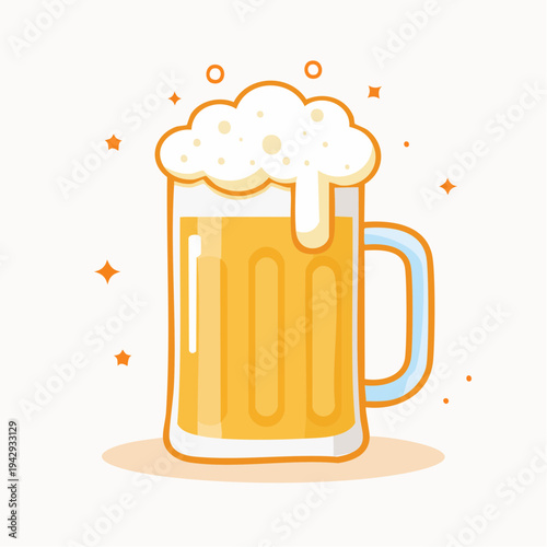 Beer mug with frothy craft blonde beer