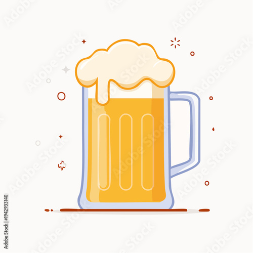 Beer mug with frothy craft blonde beer