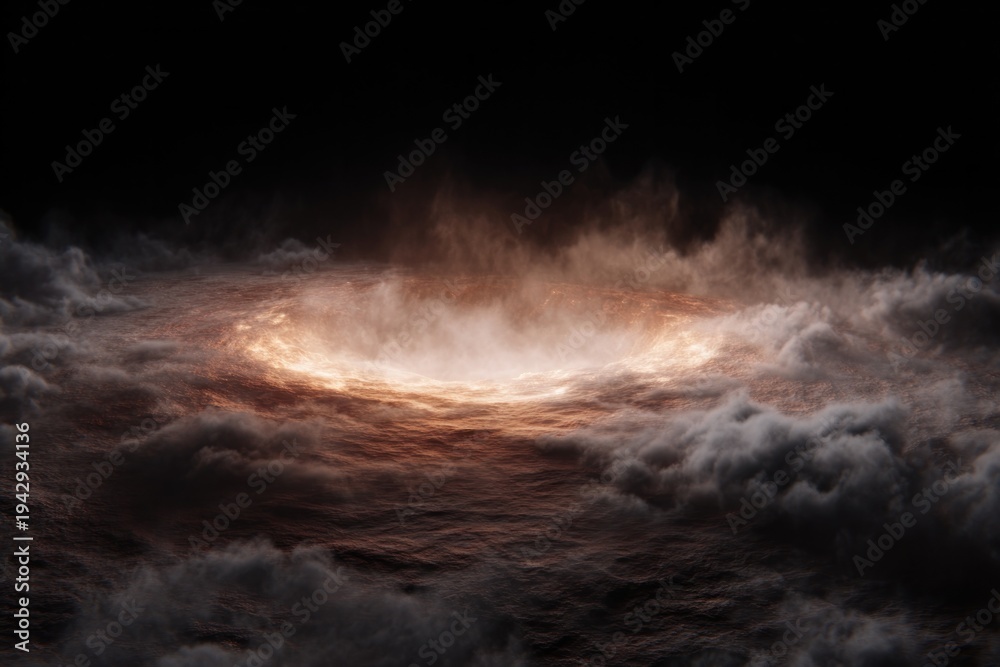 Fototapeta premium Swirling clouds illuminated by mysterious glowing ring create an