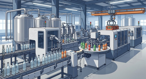 Industrial Bottling Plant Machinery Equipment.