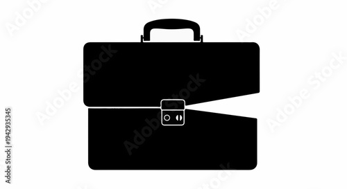 Classic black briefcase with metallic clasp and handle, symbolizing business and travel.