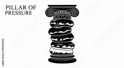 Stack of tempting donuts forming a sweet column, a delicious metaphor for indulgence and temptation.