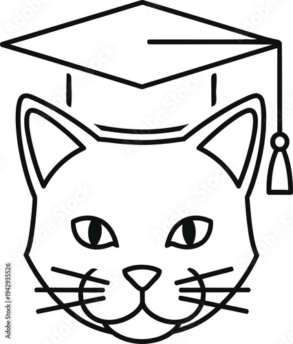 Graduated feline scholar line art