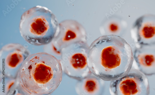 3d Render of Mitosis or stem cells dividing in multiple cells
