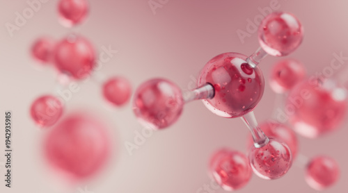 3d Render of Pink Serum Molecule, useful for Cosmetic or Beauty Product