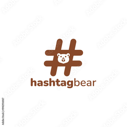 Hashtag Bear Logo Vector Simple