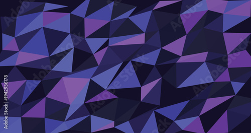 Abstract low poly geometric background in shades of dark purple and blue vibrant triangles geometric pattern