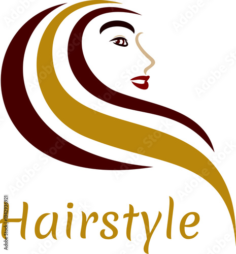 Vector illustration of a the face of a young woman with long hair you can use as a logo about hairdressing or fashion