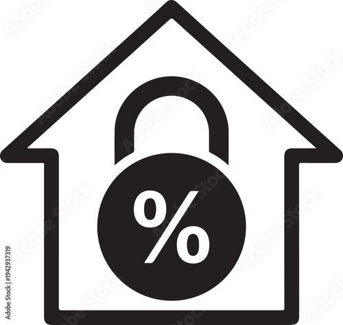 Icon representing a house with a percentage sign lock