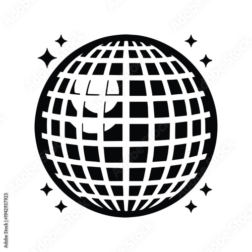 Retro Party Mirror Ball Icon Vector Illustration