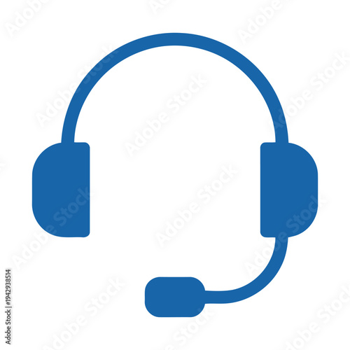 Blue headset with microphone for clear communication and audio experience. vector illustration
