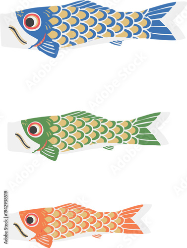 鯉のぼり 端午の節句のフラットなベクターイラスト 日本の伝統行事素材