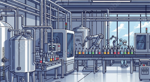 Industrial Brewery Manufacturing Facility Equipment.