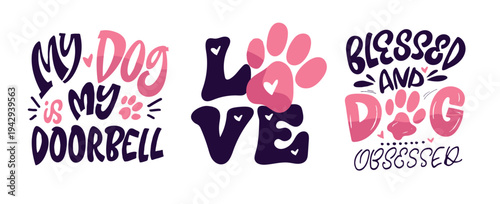 Dog bandana Print. Cute hand drawn doodle lettering quote about dog lovers. Lettering for t-shirt design, mug print, bag print, clothes fashion. 100% hand drawn vector image.
