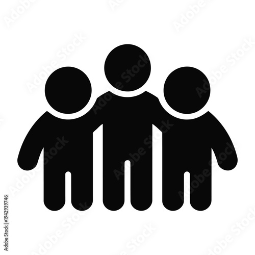 Group of people standing together in a circle with arms around each other. vector illustration
