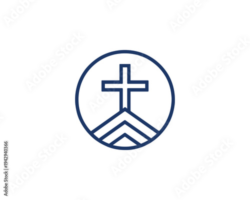 Christian Cross on Hill Inside Circle Logo Religious Symbol Faith Concept Minimalist Free Download Christian Cross on Hill Inside Circle Logo Religious Symbol Faith Concept Minimalist - GFXLoad