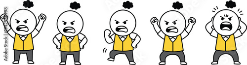 Cartoon characters showing angry emotions and frustration illustration