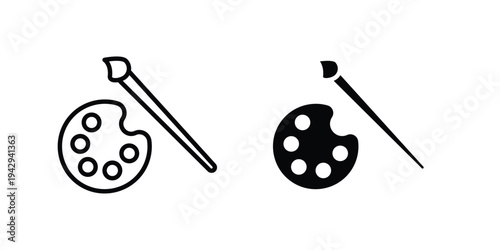 Brush and Palette icon collection vector illustrations, Vector pictogram