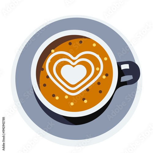 Coffee latte illustrations represent a popular espresso based drink with steamed milk. They are often used in café menus, coffee branding, beverage advertisements, and lifestyle illustrations related 