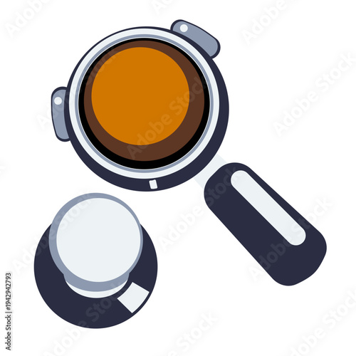 Portafilter illustrations represent an essential component of espresso machines used to hold coffee grounds during extraction.