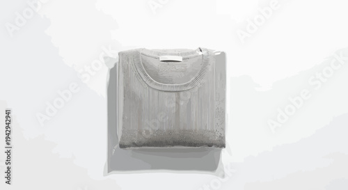 White sweater in plastic packaging on white background