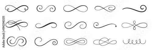 Set of decorative swirl calligraphic divider elements