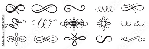 Set of decorative swirl calligraphic divider elements