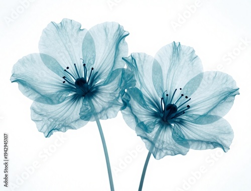 A beautiful blue flower with delicate petals is isolated on a white background, showcasing a vibrant spring bloom and natural flora in a stunning closeup