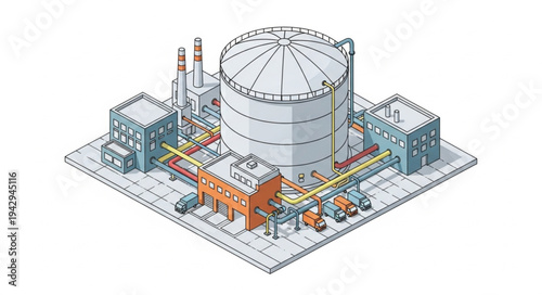 Industrial Facility with Storage Tank.