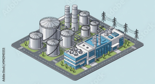 Industrial Facility with Storage Tanks.