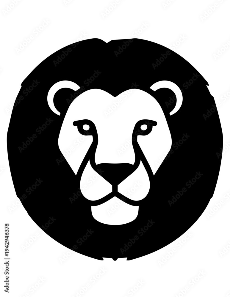 Fototapeta premium Black and white lion head logo.