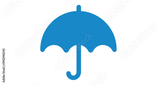 Blue Umbrella Icon Symbol.