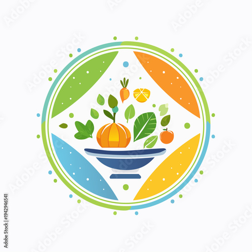 Healthy Eating Fresh Produce Vegetable Fruit Nutrition Circle Icon