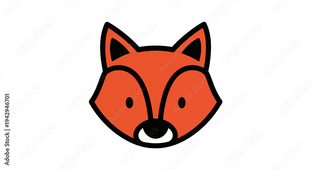 Fototapeta premium Cartoon Fox Face Closeup Illustration.
