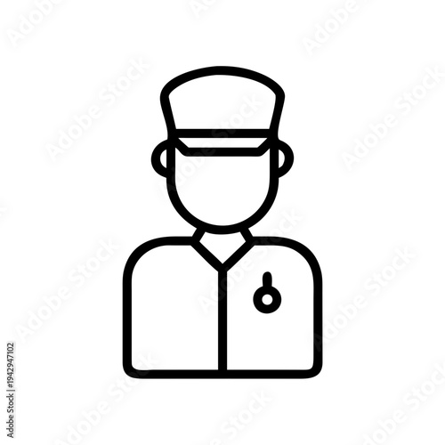 Conductor wearing a uniform with a peaked cap and badge isolated on white background, Vector