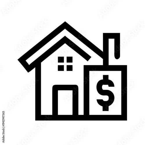 House icon with money symbol representing property investment or real estate value isolated on white background, Vector