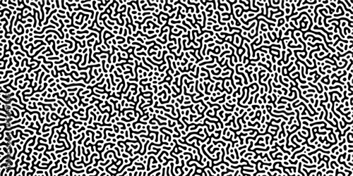 Organic seamless patterns with rounded lines Diffusion reaction background. Monochrome background of natural organic forms motion. Overlay template abstract Turing organic wallpaper background.