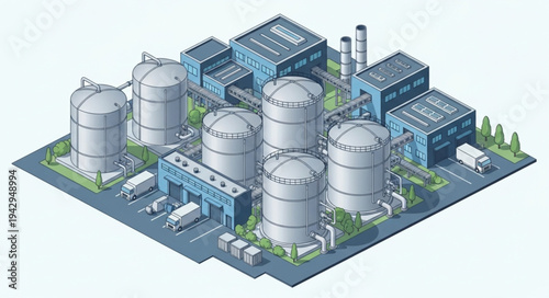 Industrial Facility with Storage Tanks.