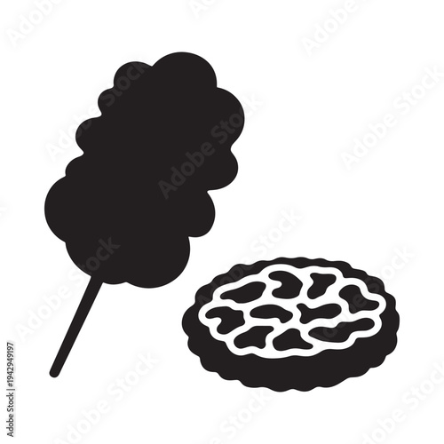 Black silhouette illustration of dango and a traditional japanese rice cake