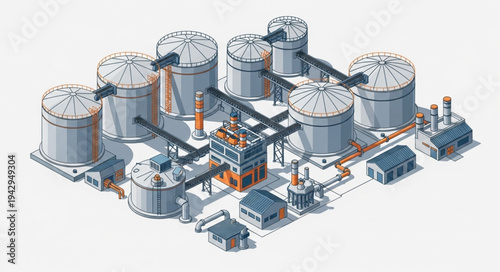 Industrial Facility with Storage Tanks.