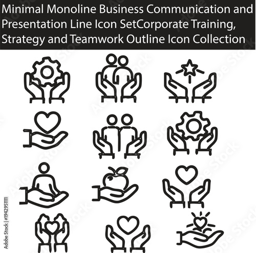 A set of vector business icons and people silhouettes featuring black sign symbols for art design and holiday gifts