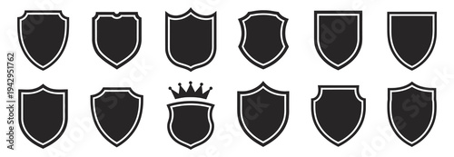 Shield icons set, protect shield symbols collection, security and protection concept vector illustration for safety
