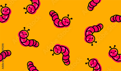 Cute caterpillar pattern background vector design