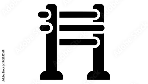 Freestanding Towel Rack, Bathroom Organizer, Modern Utility Stand for Drying Clothes, Flat Design Vector Illustration