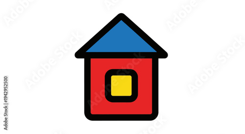 Colorful Simple House Icon Symbol.