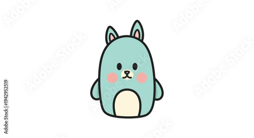 Cute blue cartoon bunny character face.