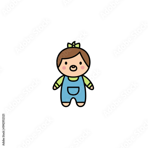 Cute cartoon baby girl smiling.