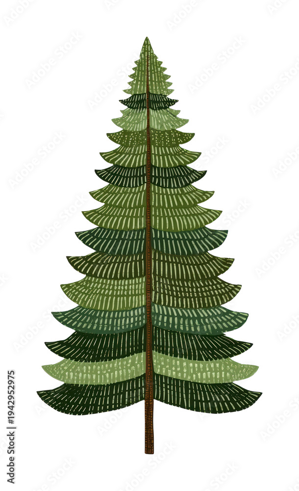Obraz premium PNG Artistic evergreen tree illustration.