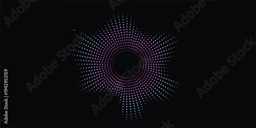 Digital abstract fractal burst background featuring a futuristic blue light pattern and glowing circle design on a dark vector texture for a modern technology wallpaper concept