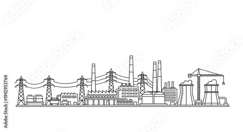 Industrial Factory Building Complex Structure.